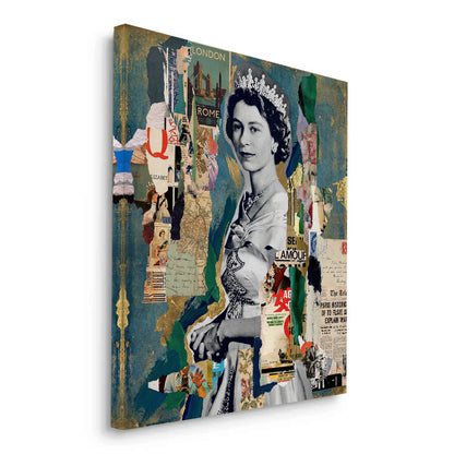 Queen Elizabeth II Mixed Media Collage - Canvas