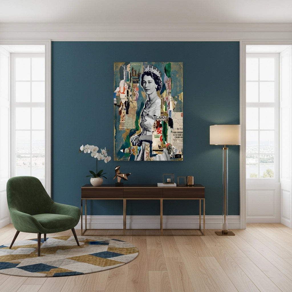2Queen Elizabeth II Mixed Media Collage - Canvas