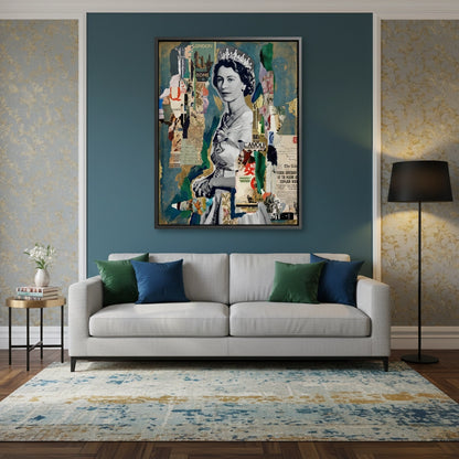 Queen Elizabeth II Mixed Media Collage - Canvas