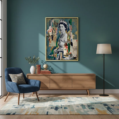 Queen Elizabeth II Mixed Media Collage - Canvas