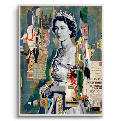 Queen Elizabeth II Mixed Media Collage - Fine Art