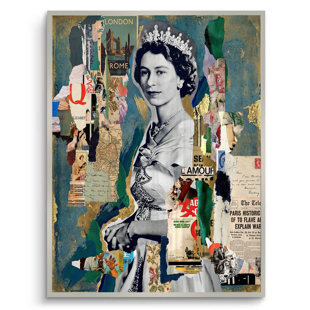 2Queen Elizabeth II Mixed Media Collage - Fine Art
