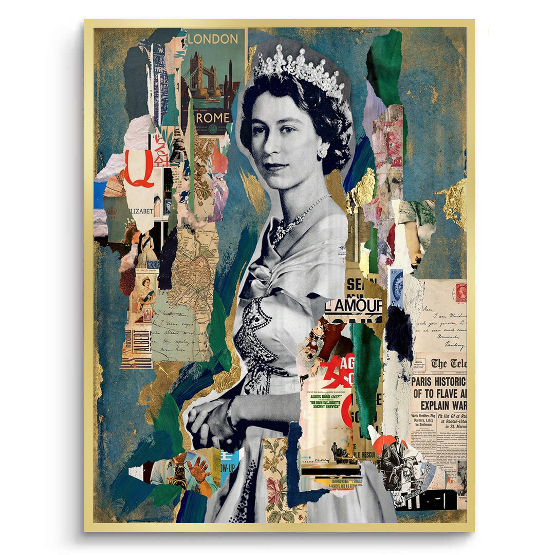 2Queen Elizabeth II Mixed Media Collage - Fine Art