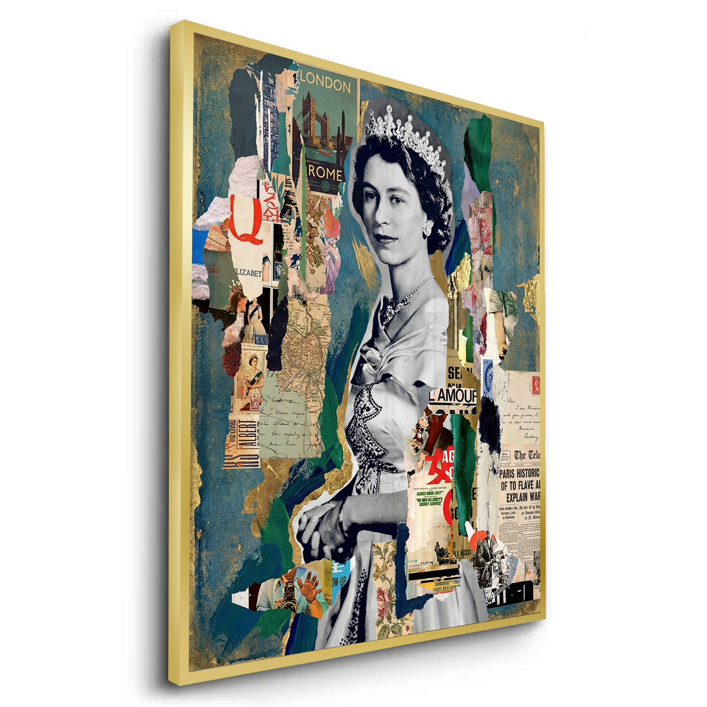 2Queen Elizabeth II Mixed Media Collage - Fine Art