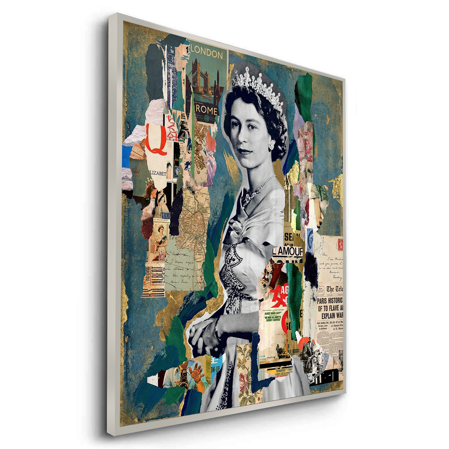 2Queen Elizabeth II Mixed Media Collage - Fine Art