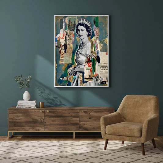 Queen Elizabeth II Mixed Media Collage - Fine Art