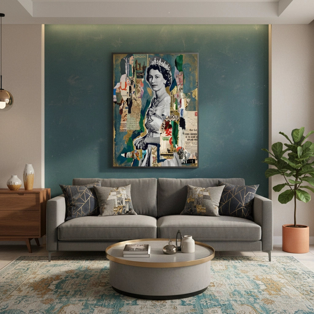 2Queen Elizabeth II Mixed Media Collage - Fine Art