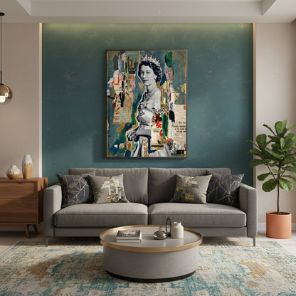 Queen Elizabeth II Mixed Media Collage - Fine Art