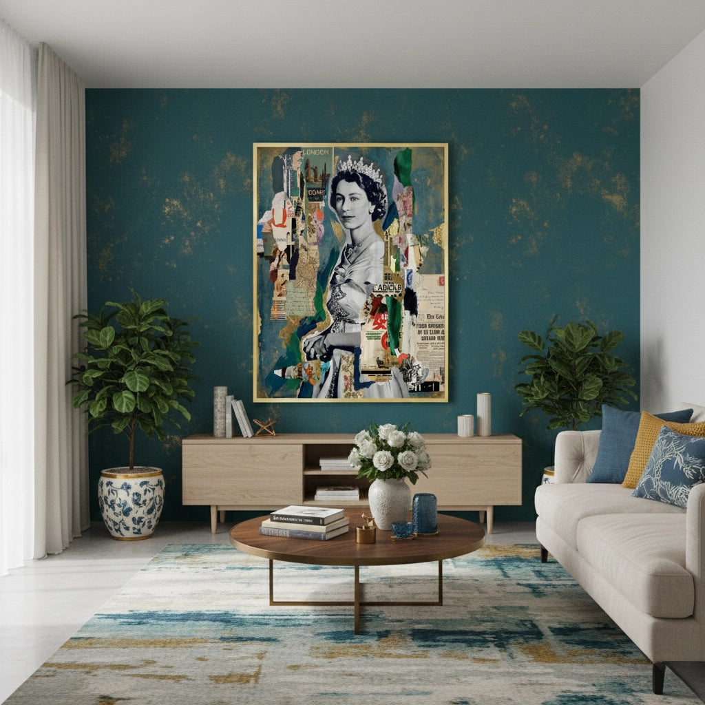 2Queen Elizabeth II Mixed Media Collage - Fine Art