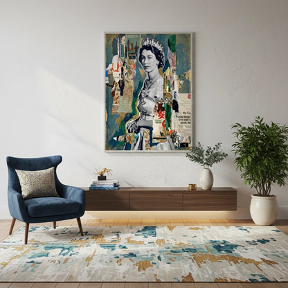 Queen Elizabeth II Mixed Media Collage - Fine Art