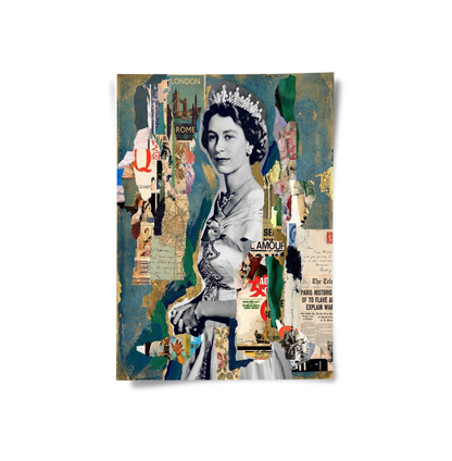Queen Elizabeth II Mixed Media Collage - Poster