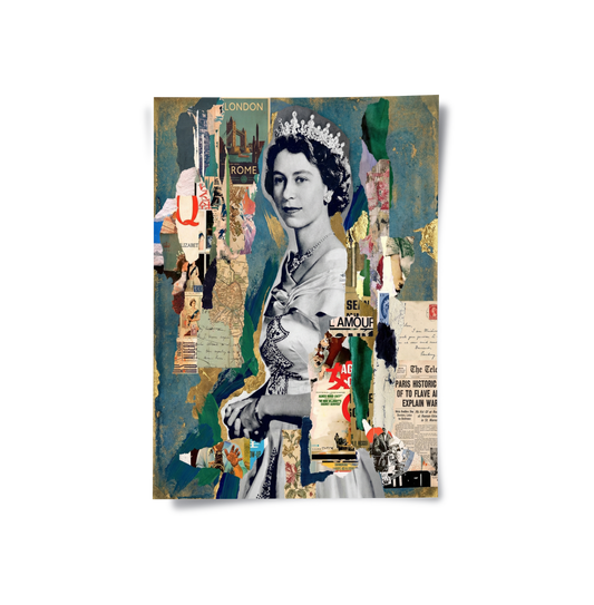 Queen Elizabeth II Mixed Media Collage - Poster