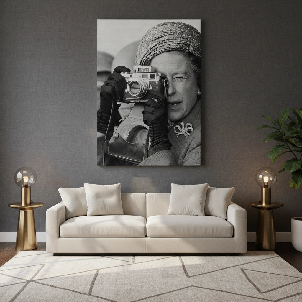 2Queen Elizabeth II with Leica Camera - Canvas
