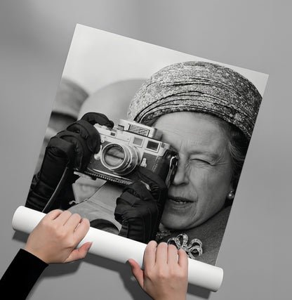 Queen Elizabeth II with Leica Camera - Poster