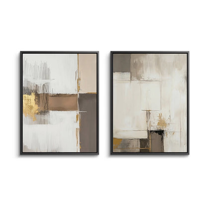 Quiet Earth Tone Set of 2 canvas paintings, modern abstract duo, premium UAE home decor