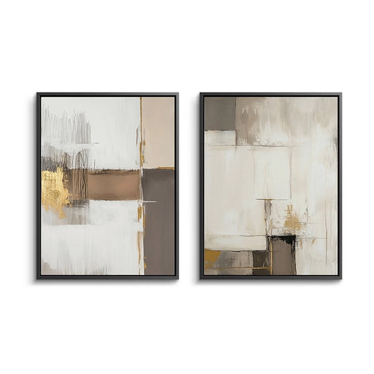 Quiet Earth Tone Set of 2 canvas paintings, modern abstract duo, premium UAE home decor