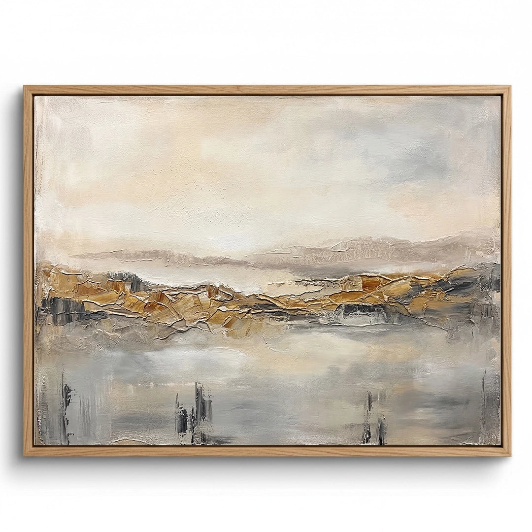 2Ethereal 'Quiet Morning' landscape photography featuring soft sunlight and hazy desert horizons, perfect for high-end UAE interiors.