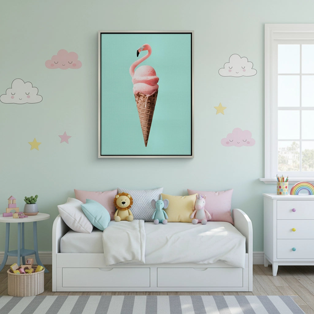 2Flamingo Ice Cream Cone - Canvas