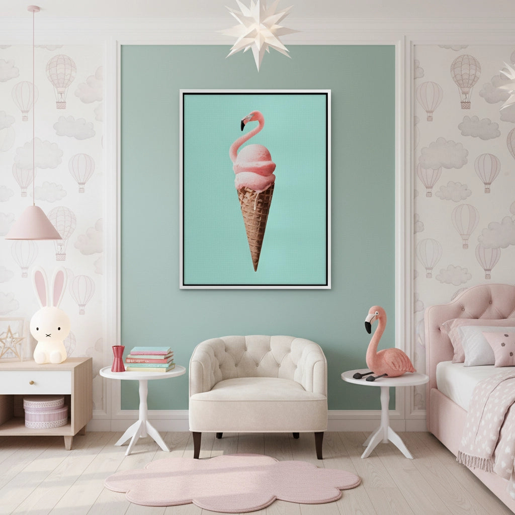 2Flamingo Ice Cream Cone - Canvas