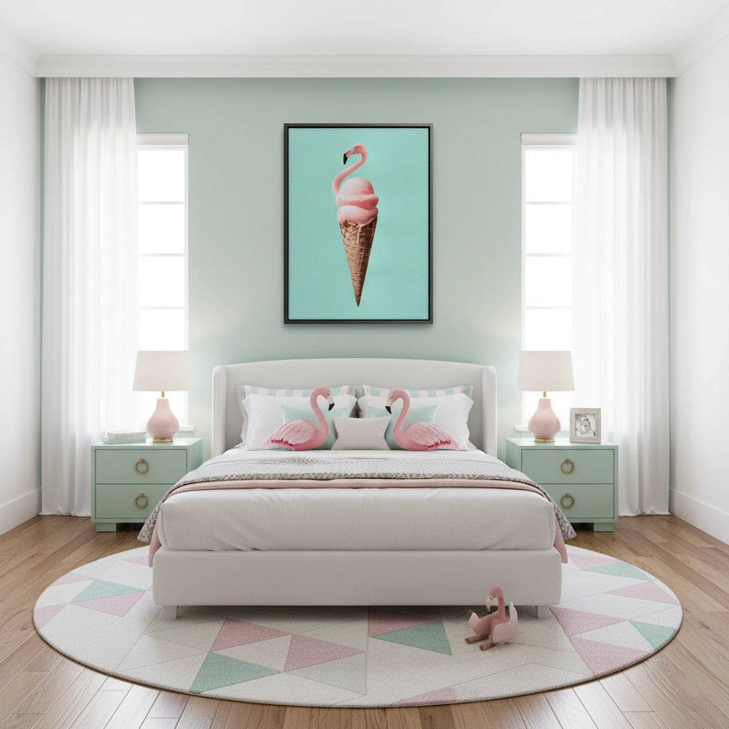 2Flamingo Ice Cream Cone - Canvas