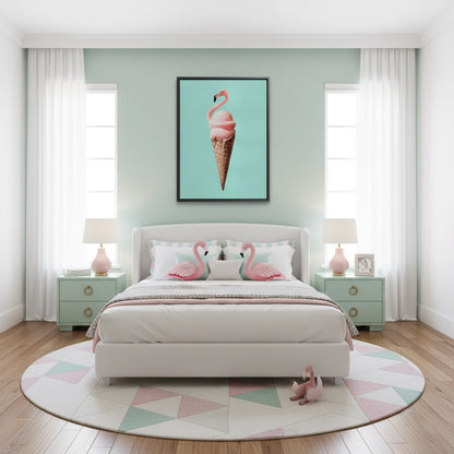 Flamingo Ice Cream Cone - Canvas