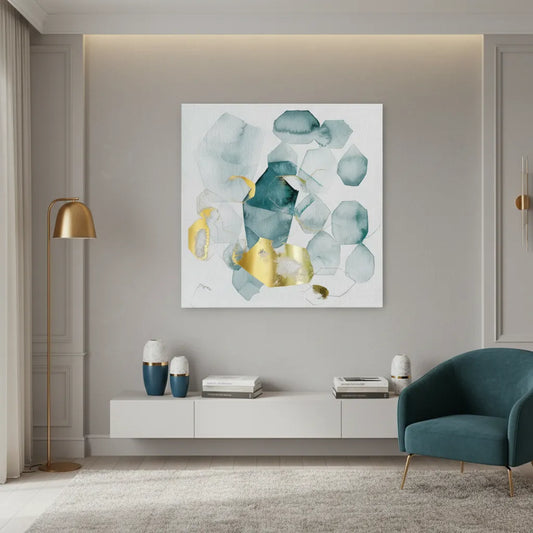 Teal Gold Abstract - Canvas