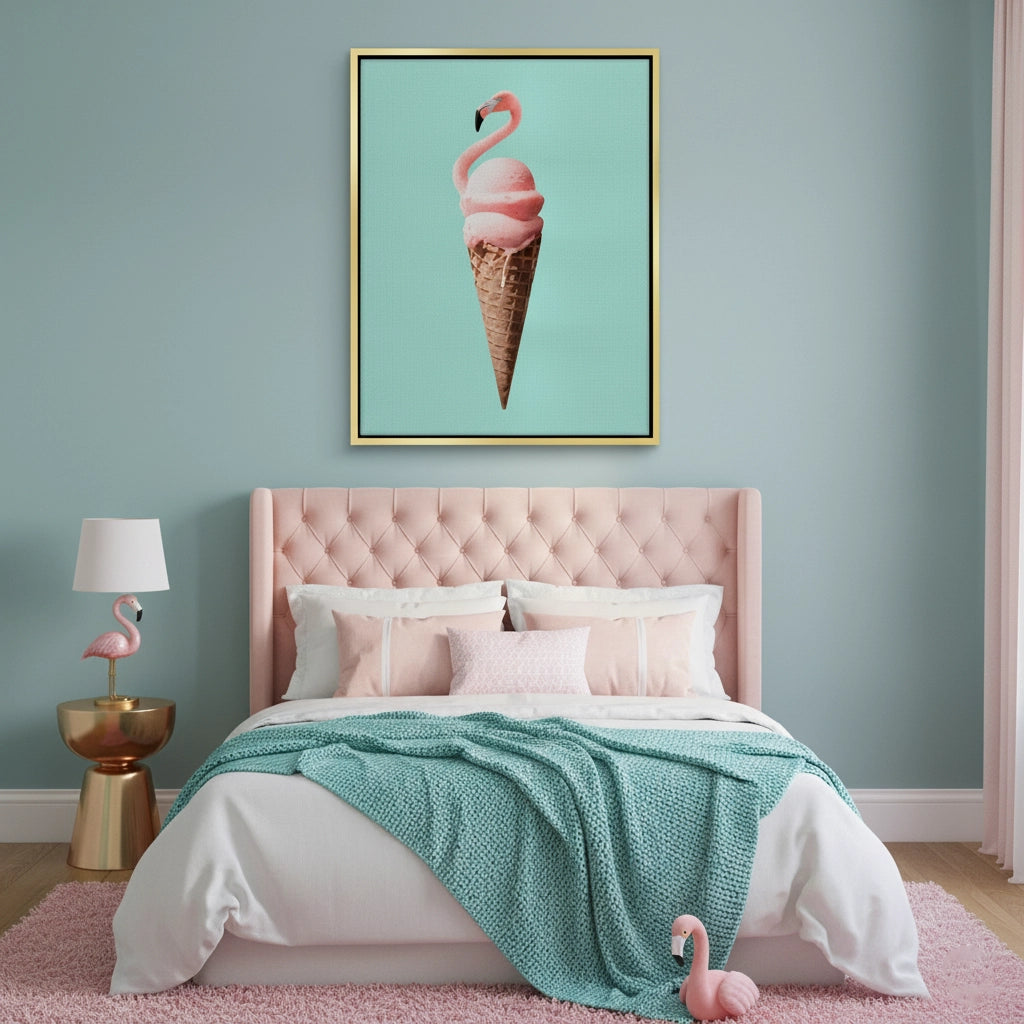2Flamingo Ice Cream Cone - Canvas