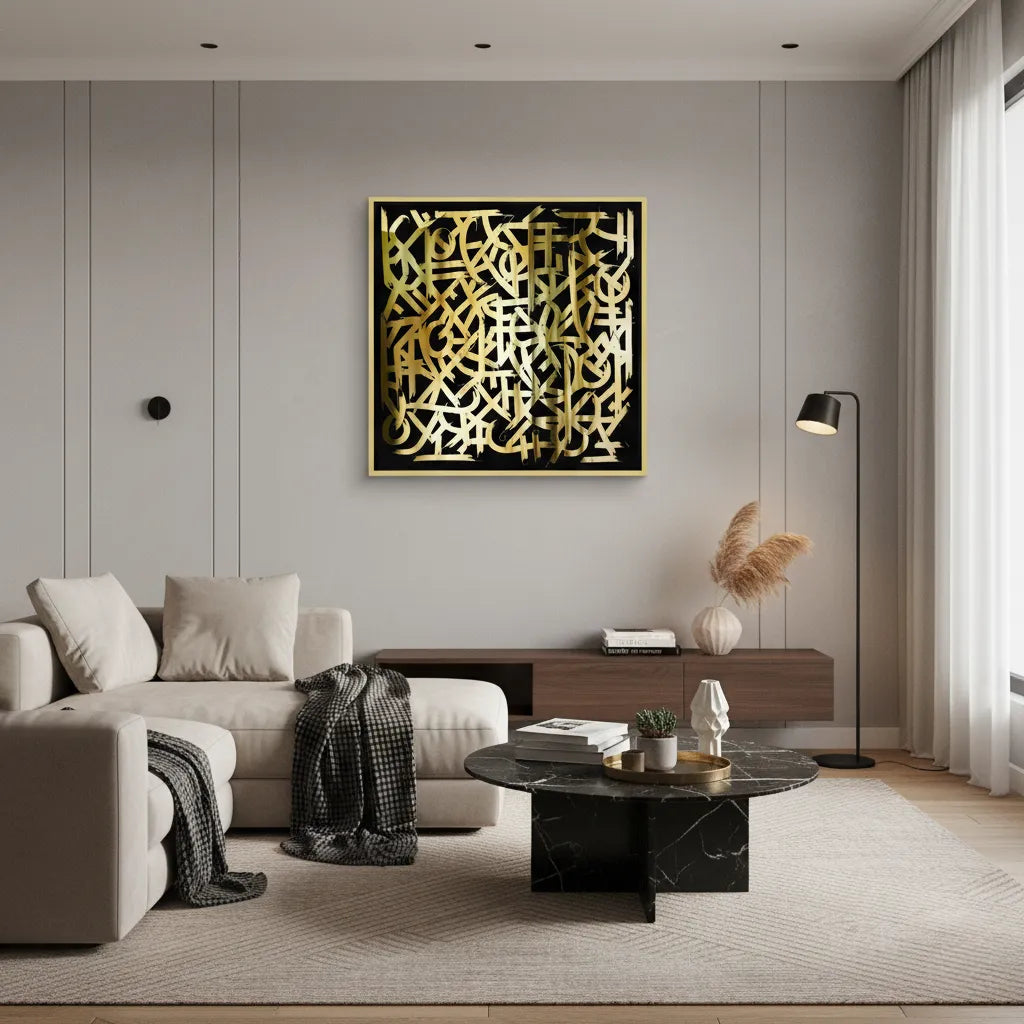 Luxury Gold Abstract - Canvas - Jasmineart.ae