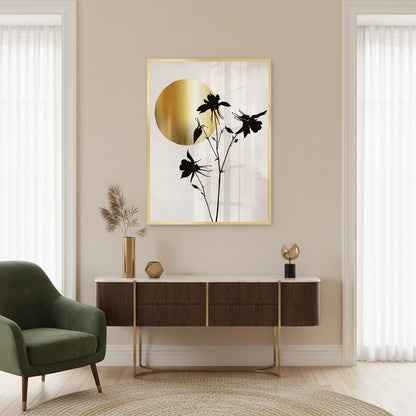 Gold Sun and Black Flower - Fine Art