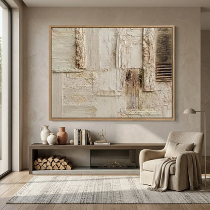 Modern Raw Plaster No. 1 artwork with subtle relief and natural textures, perfect for sophisticated UAE wall decor