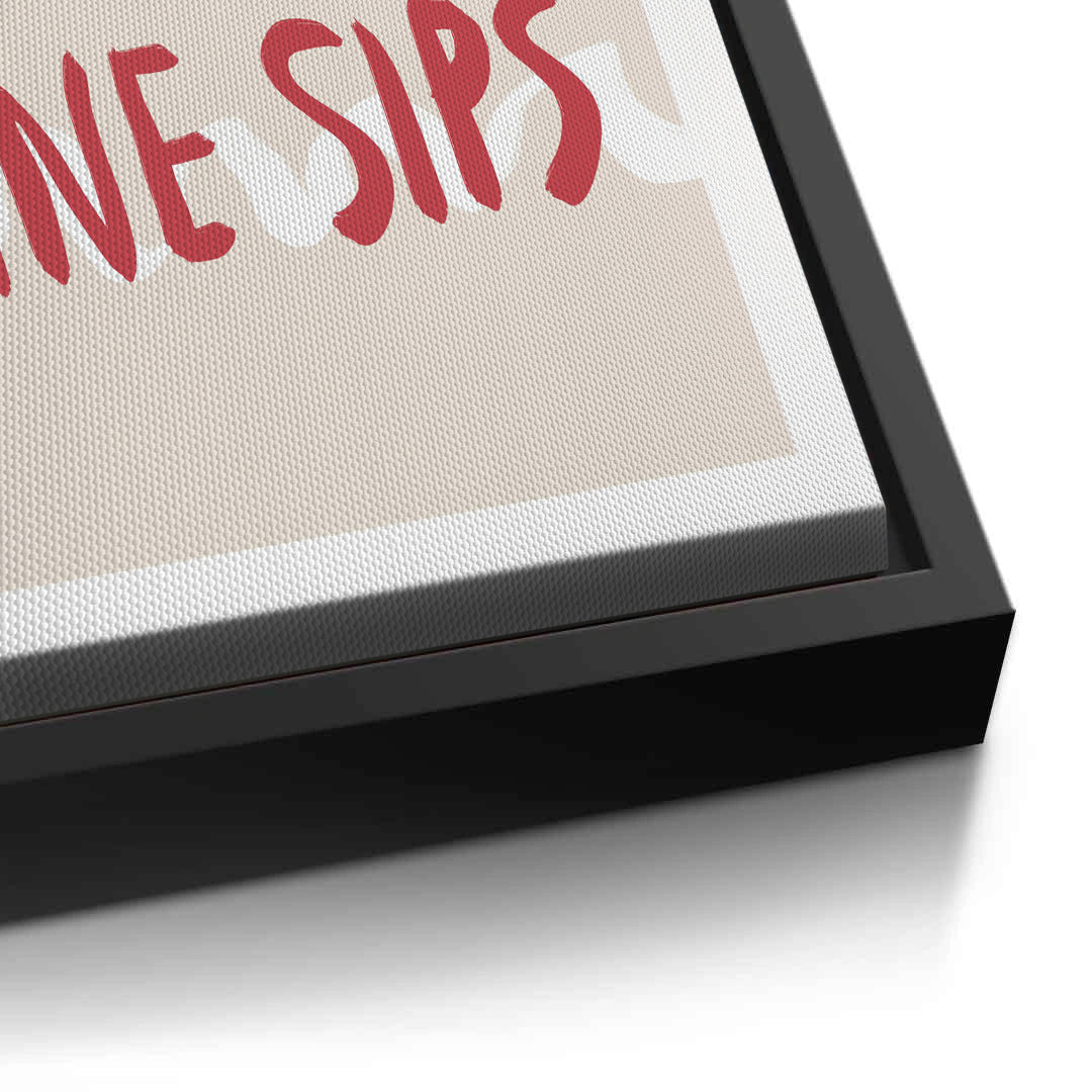 2Red Lips and Wine Sips - Canvas