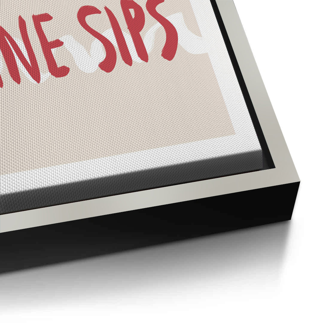 2Red Lips and Wine Sips - Canvas