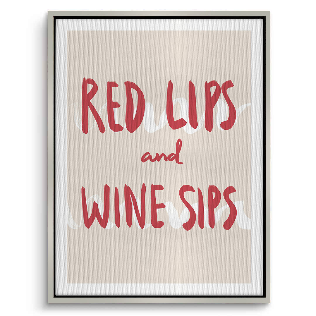 2Red Lips and Wine Sips - Canvas
