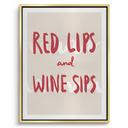Red Lips and Wine Sips - Canvas