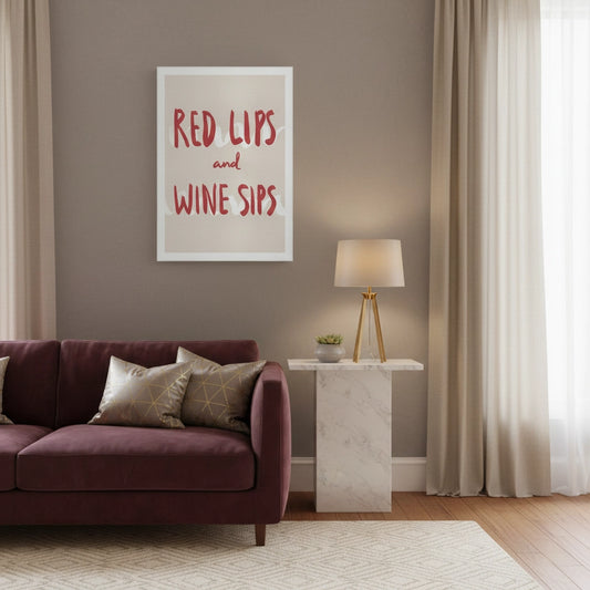Red Lips and Wine Sips - Canvas
