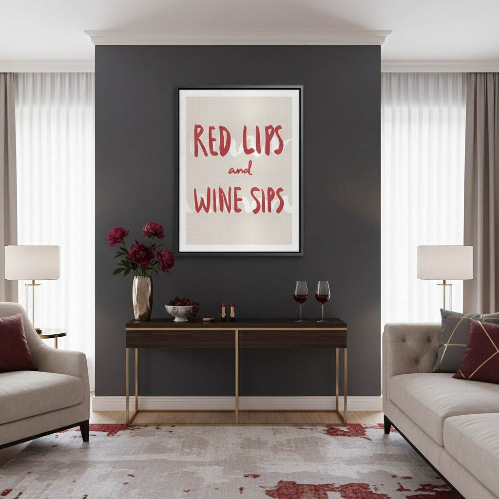 2Red Lips and Wine Sips - Canvas