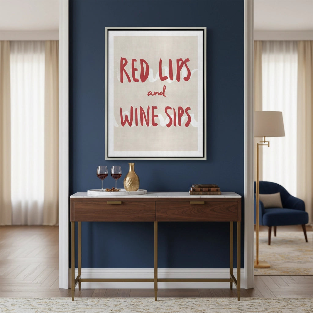 2Red Lips and Wine Sips - Canvas