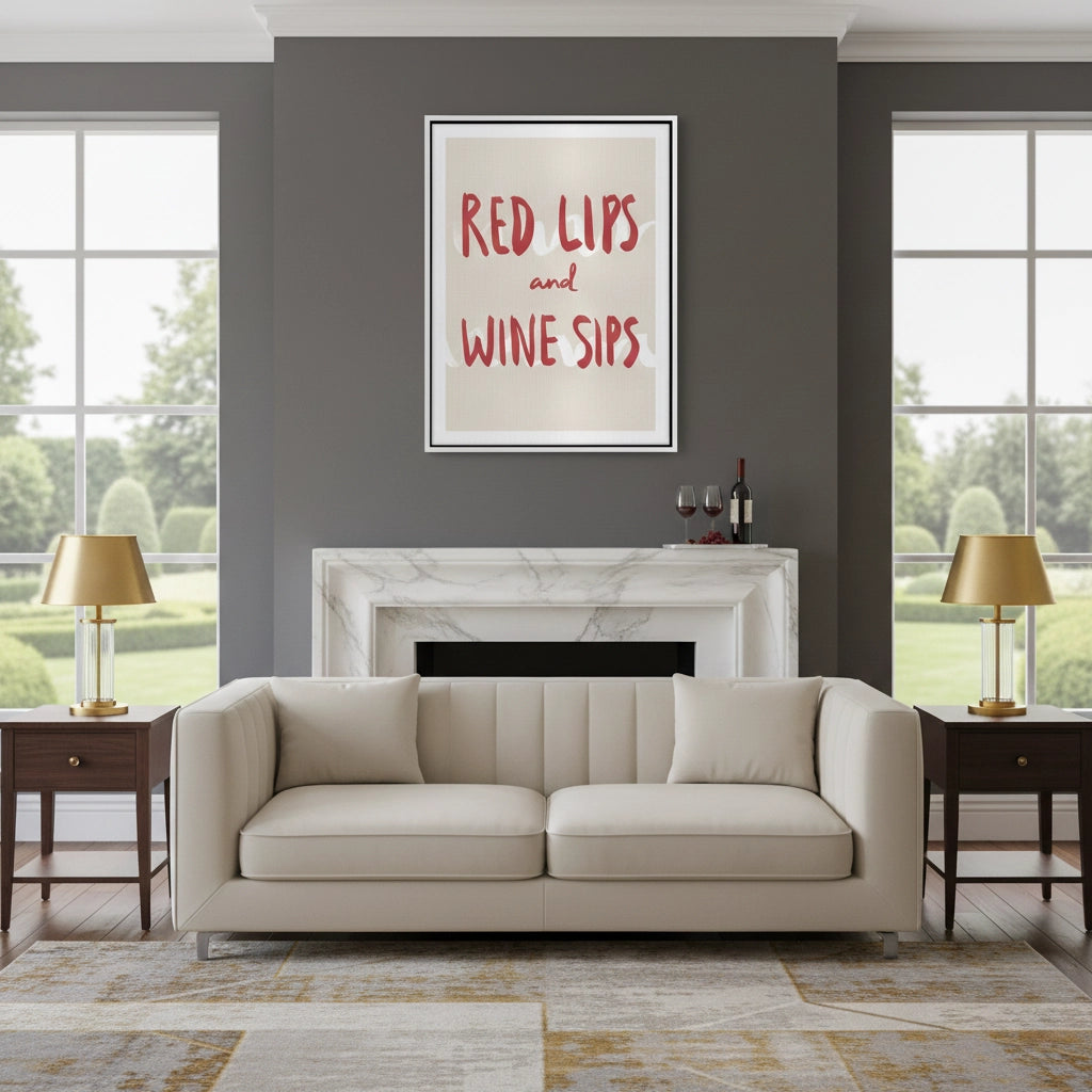 2Red Lips and Wine Sips - Canvas