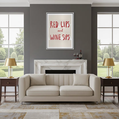 Red Lips and Wine Sips - Canvas