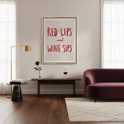 Red Lips and Wine Sips - Canvas