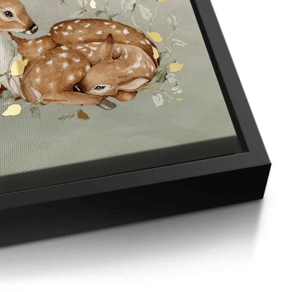 Resting Deer & Gold Leaves  - Canvas