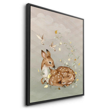 Resting Deer & Gold Leaves  - Canvas