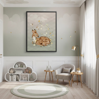 Resting Deer & Gold Leaves  - Canvas