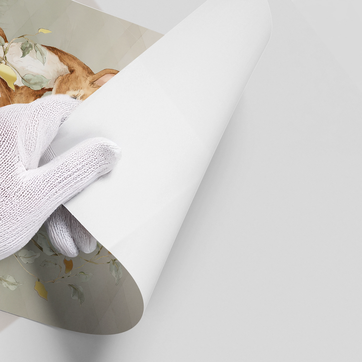 2Resting Deer & Gold Leaves - Poster