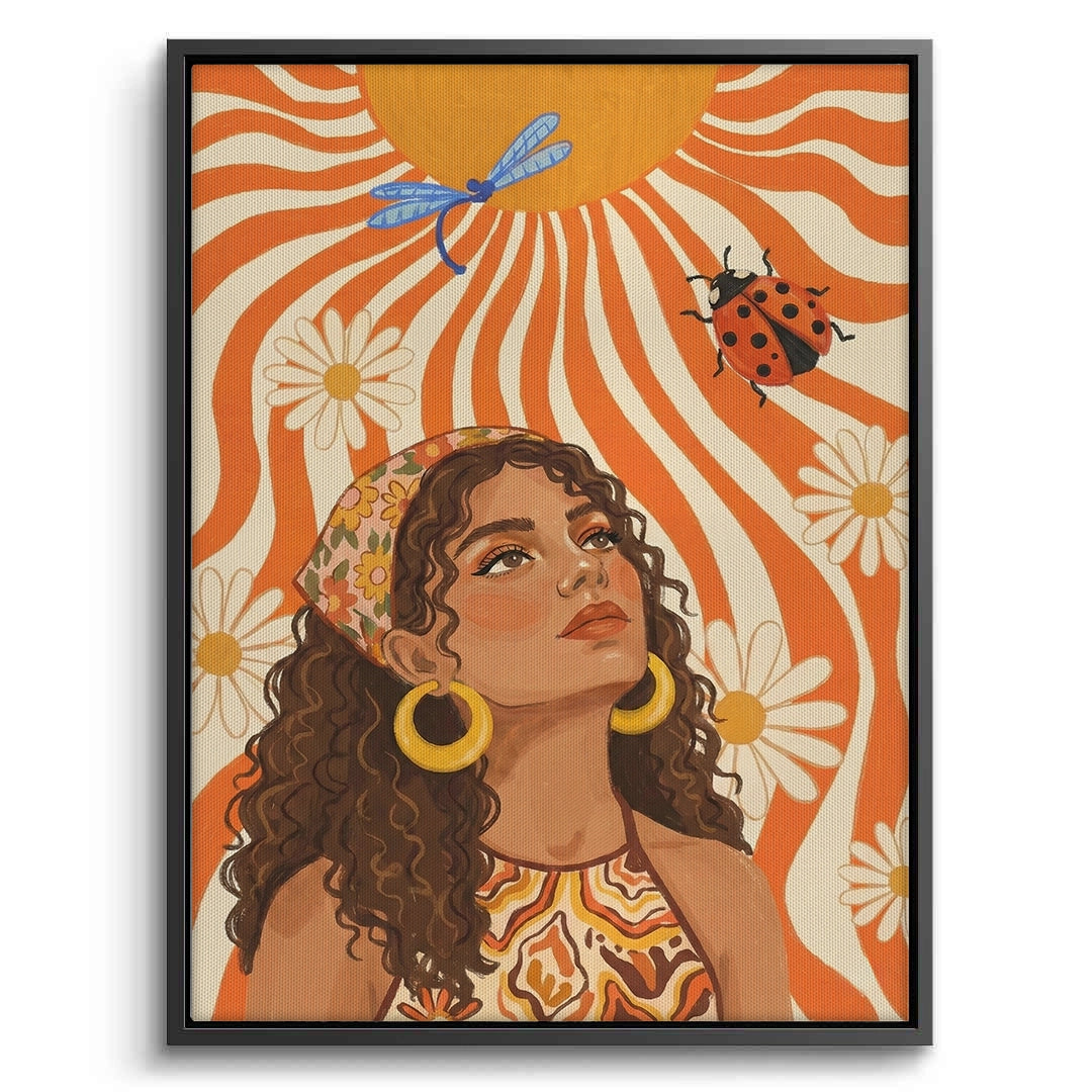 2Retro Boho Sun Girl - Canvas
