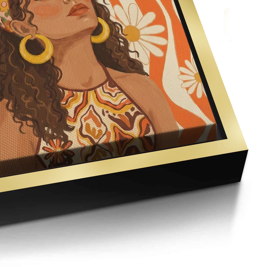 2Retro Boho Sun Girl - Canvas