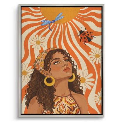 Retro Boho Sun Girl - Canvas