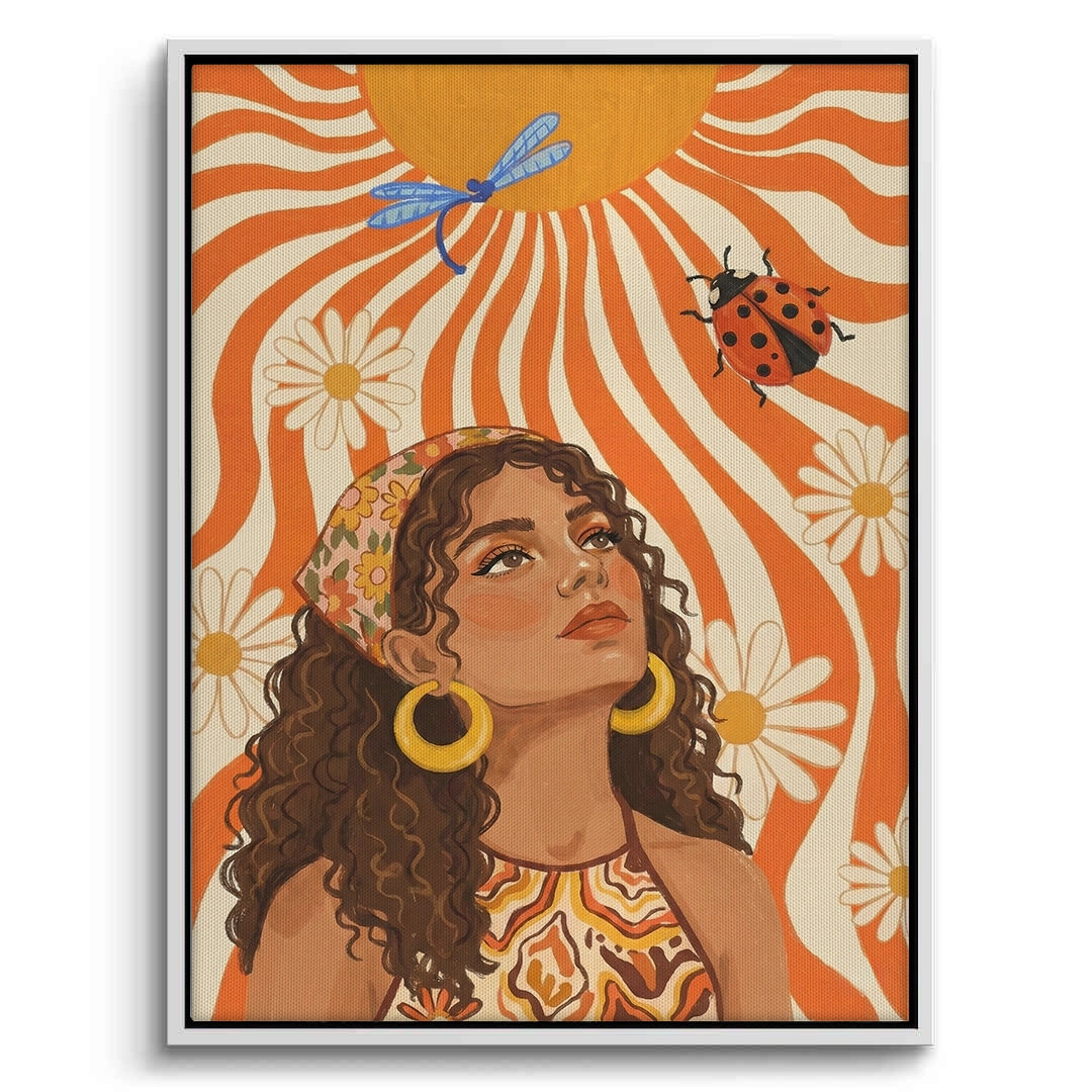 2Retro Boho Sun Girl - Canvas
