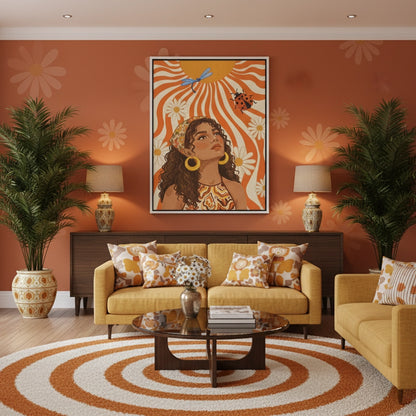 Retro Boho Sun Girl - Canvas