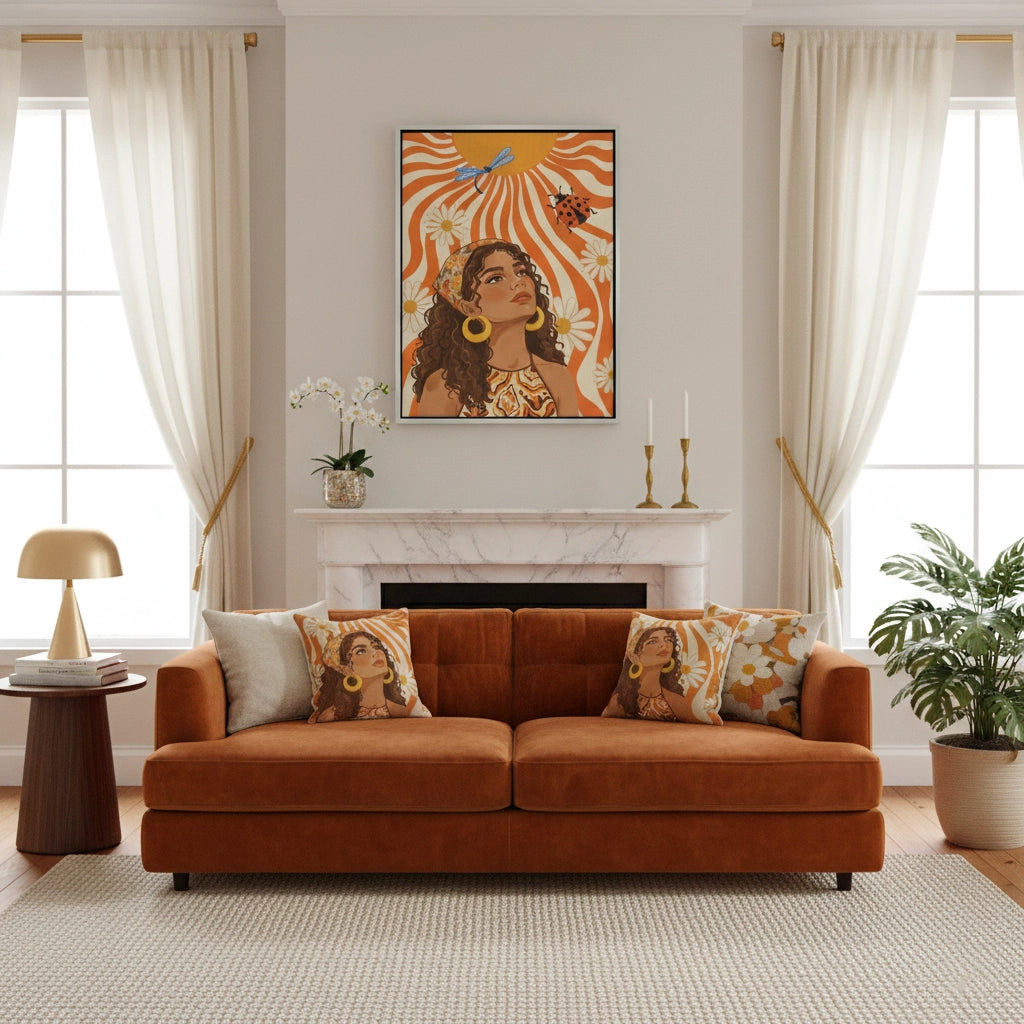 2Retro Boho Sun Girl - Canvas